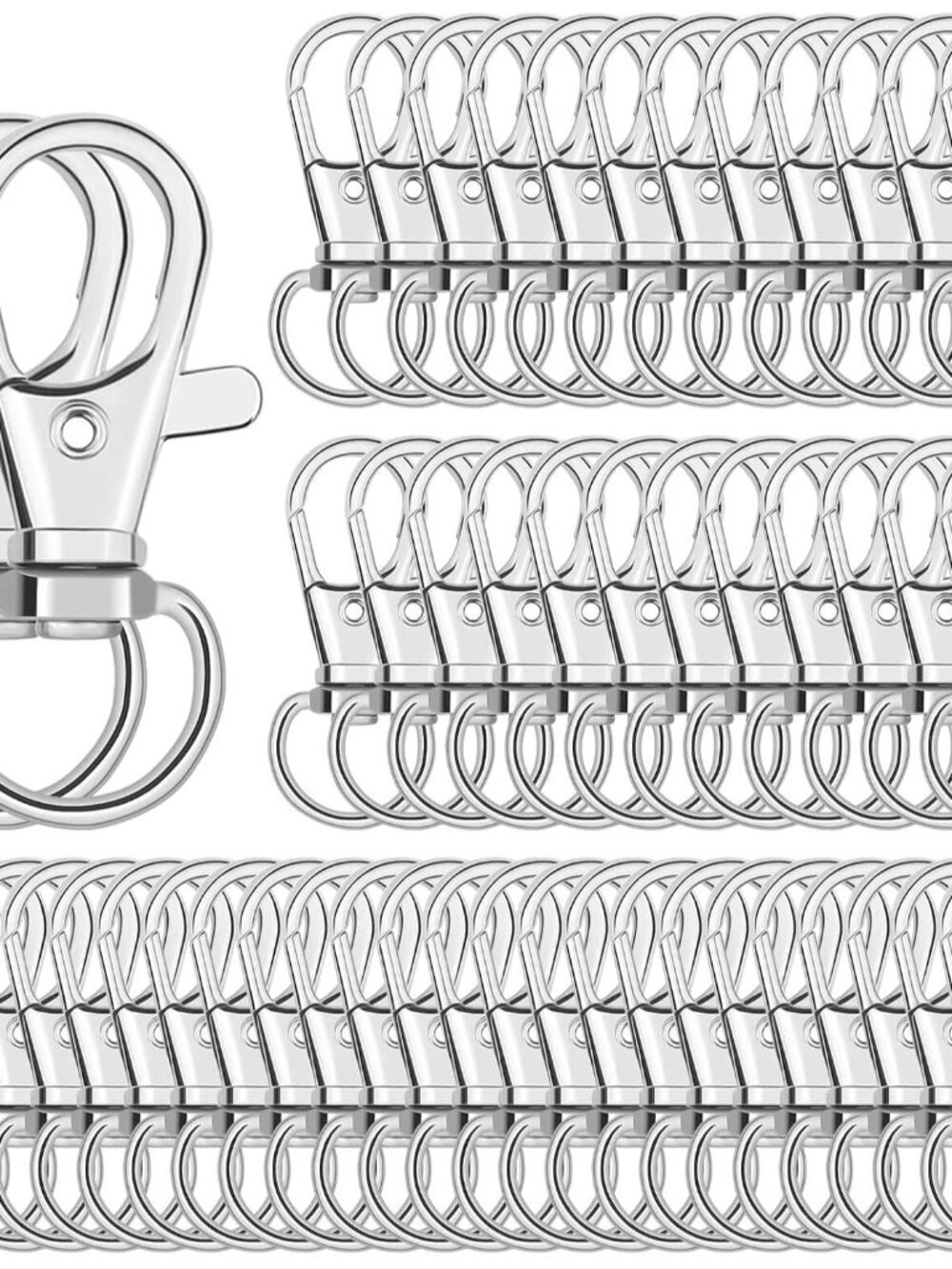Keychain Hook Clip, 50Pcs Swivel Snap Hook Lobster Claw Clasp Small Metal Swivel
